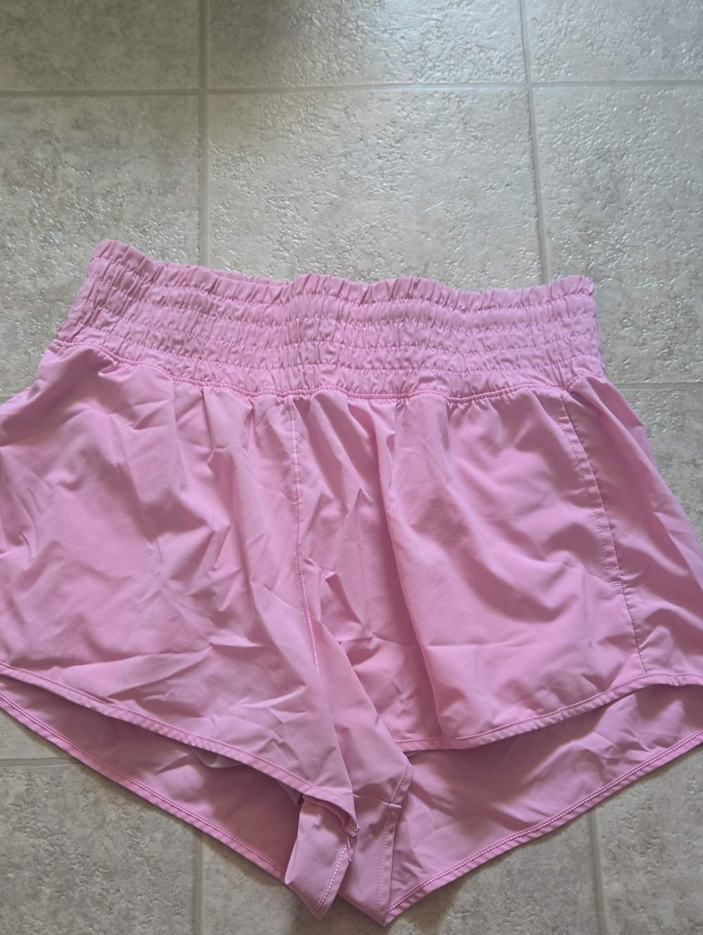 aerie Bubblegum Pink Smocked-Waist Athletic Shorts